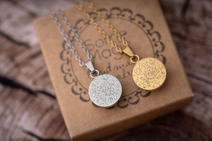 Personalized Star Map and Moon Phase Necklace, Jewelry Birthday Gift for Women, Personalized Gift for Her, Anniversary Necklace, KP.7