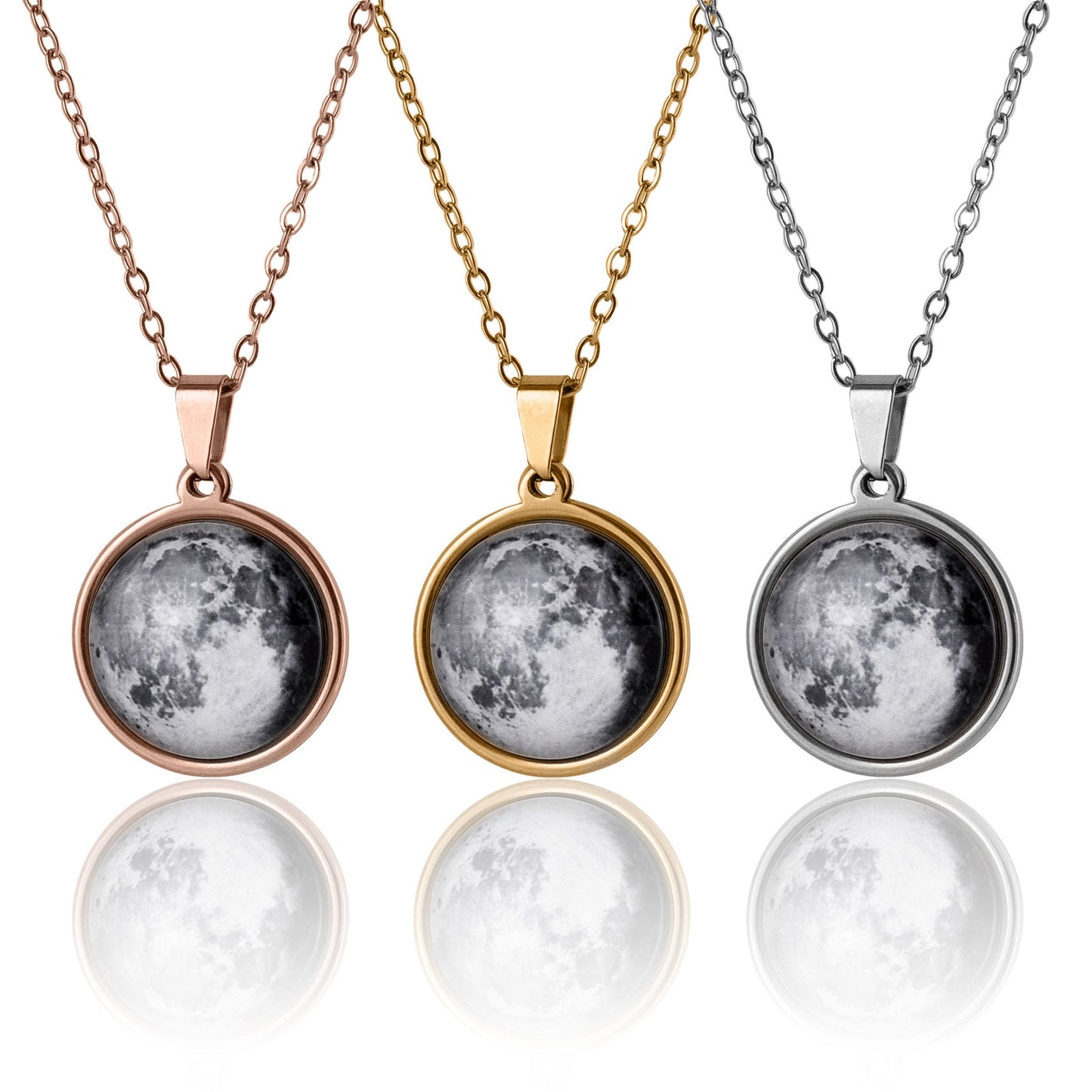 Custom Moon Phase Necklace - Personalized Gift for Her - Engraved Black Rose Gold or Silver Jewelry - Birthday or Anniversary Gift, KP.7