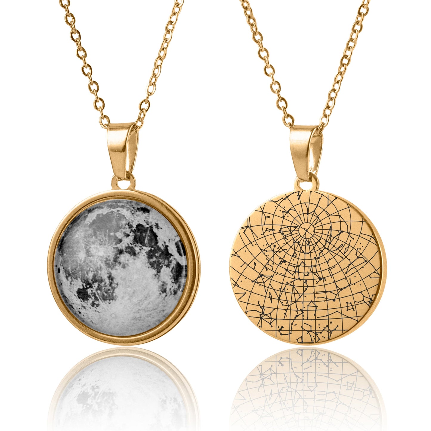 Custom Moon Phase And Star Map Necklace, Double Sided Pendant, Jewelry Birthday Gift For Women, Personalized Gift For Her, KP.7