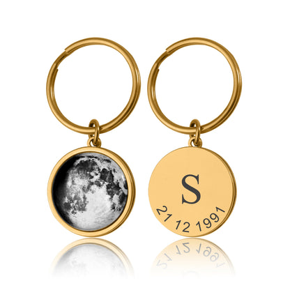 Custom Birth Moon Phase Keychain, Moon Phase By Date Keyring, Anniversary Birthday Gift For Women, Personalized Gift For Her, Mom, RP.1