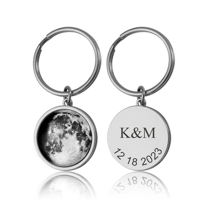 Custom Birth Moon Phase Keychain, Moon Phase By Date Keyring, Anniversary Birthday Gift For Women, Personalized Gift For Her, Mom, RP.1
