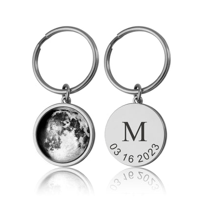 Moon Phase By Date Keychain For Boyfriend Or Girlfriend, Custom Moon Keyring, Personalized Anniversary Gift For Men, Birthday Gift Him, RP.1