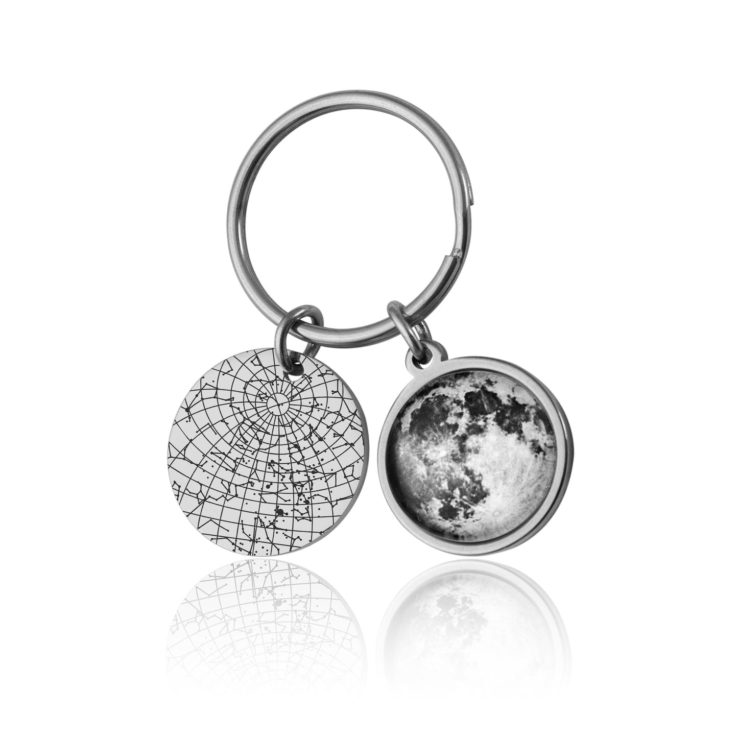 Custom Moon Phase Keychain: Personalized Star Map & Birth Moon Phase Gift, Anniversary Keepsake for Him Her Men Women, RP.1