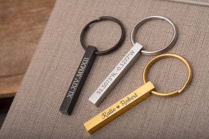 Morse Code Keyring, Secret Message Keychain, Personalized Gift for Her Him Women Men Boyfriend Girlfriend, Custom Jewelry 3D Bar, C.2
