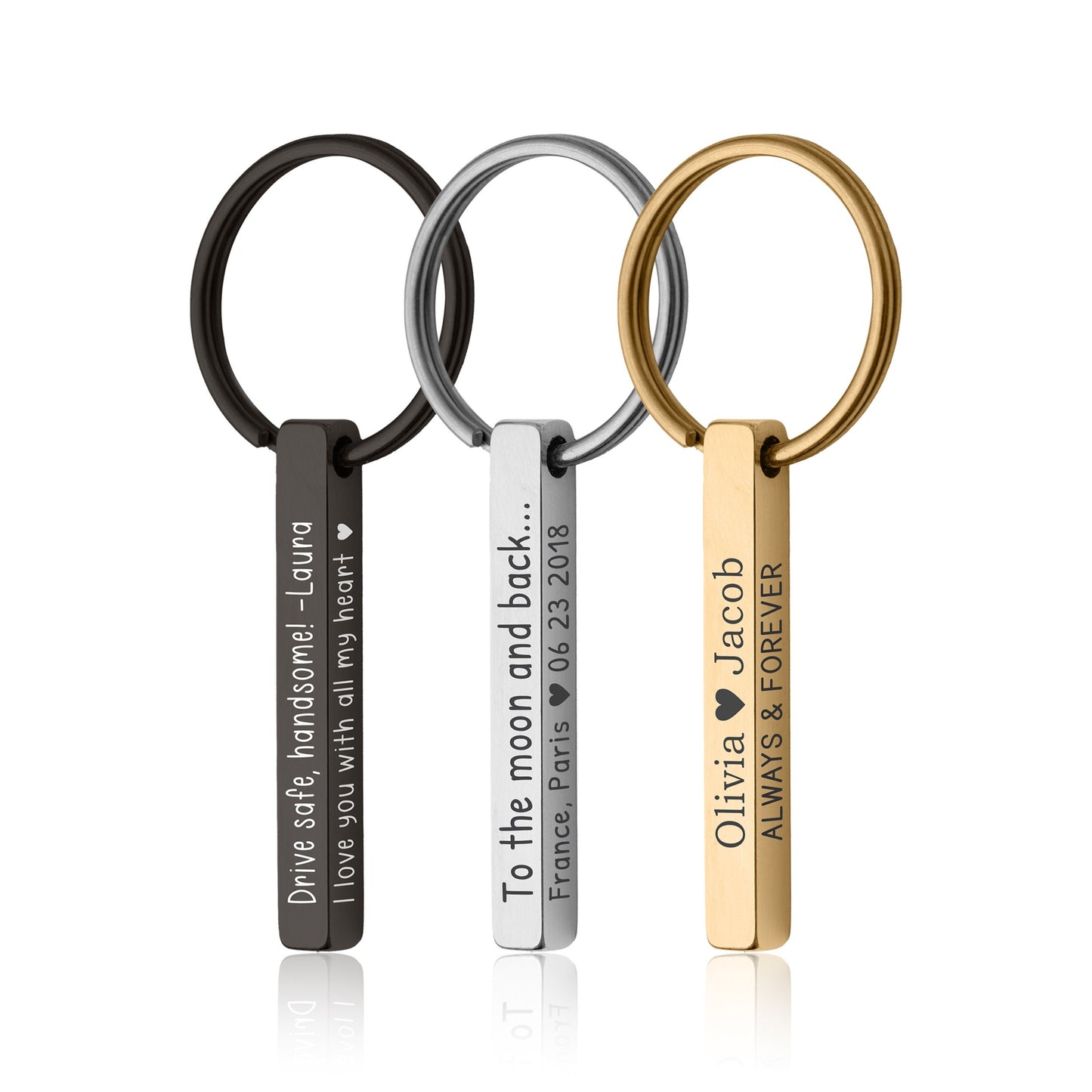 Morse Code Keyring, Secret Message Keychain, Personalized Gift for Her Him Women Men Boyfriend Girlfriend, Custom Jewelry 3D Bar, C.2
