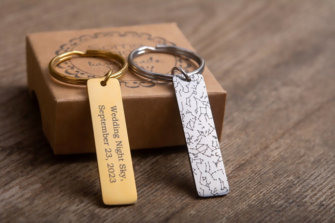 Custom Star Map By Date Keychain, Engraved Keyring, Personalized Anniversary Birthday Gift For Women Men Him Her Boyfriend Girlfriend, RP.2