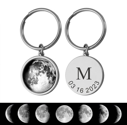 Custom Birth Moon Phase Keychain, Moon Phase By Date Keyring, Anniversary Birthday Gift For Women, Personalized Gift For Her, Mom, RP.1