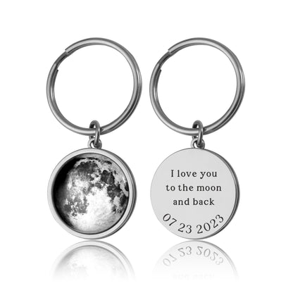 Custom Birth Moon Phase Keychain, Moon Phase By Date Keyring, Anniversary Birthday Gift For Women, Personalized Gift For Her, Mom, RP.1