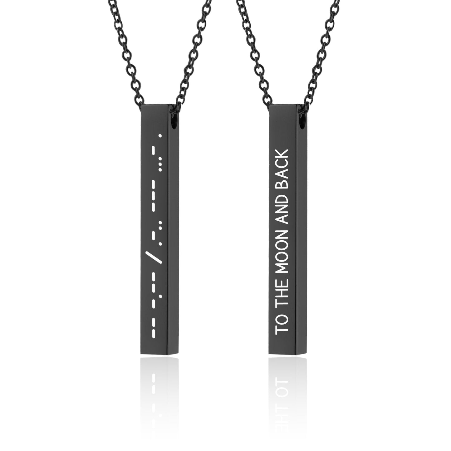 Morse Code Necklace, Secret Message 4 Sided 3D Bar, Personalized Gift for Her Him Men Women Girlfriend Boyfriend, Custom Jewelry, KP.2