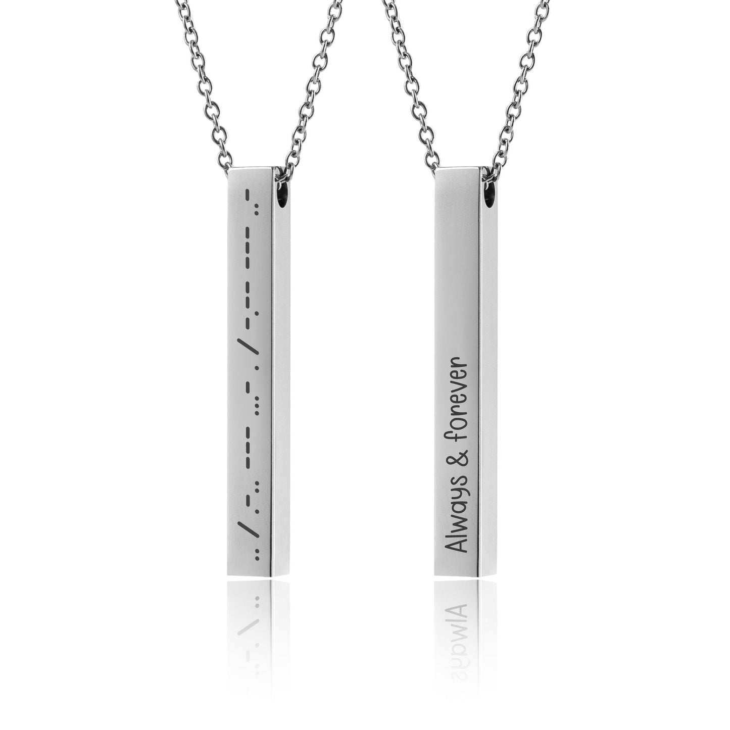 Morse Code Necklace, Secret Message 4 Sided 3D Bar, Personalized Gift for Her Him Men Women Girlfriend Boyfriend, Custom Jewelry, KP.2