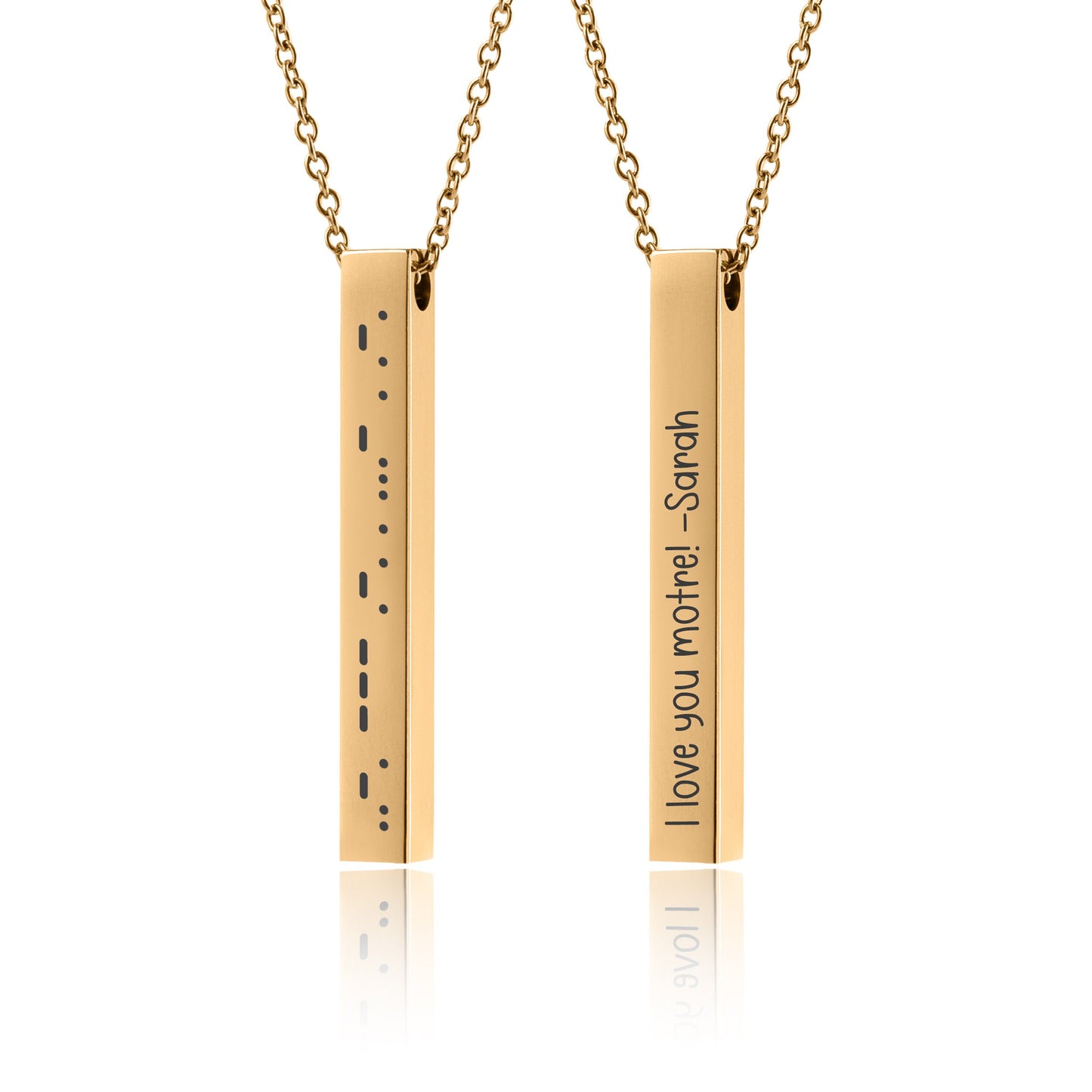 Morse Code Necklace, Secret Message 4 Sided 3D Bar, Personalized Gift for Her Him Men Women Girlfriend Boyfriend, Custom Jewelry, KP.2