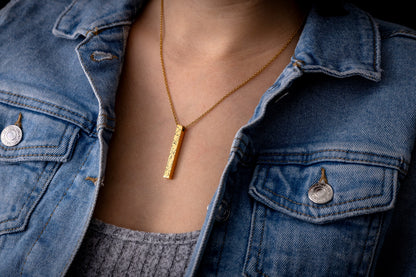 Custom Star Map Necklace, Engraved Night Sky Vertical Gold Bar Necklace, Customize Stainless Steel Pendant Personalized Jewelry Gift, KP.4
