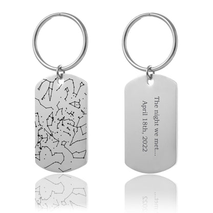 Custom Star Map By Date Keychain, Anniversary Gift For Him, Boyfriend Gift, Dog Tag Army Pendant, Birthday Gift For Men, Night Sky, RP.2