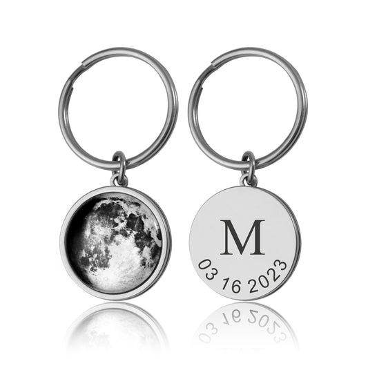 Custom Birth Moon Phase Keychain, Moon Phase By Date Keyring, Anniversary Birthday Gift For Women, Personalized Gift For Her, Mom, RP.1