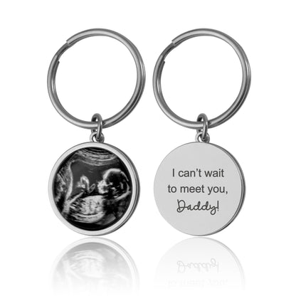 Ultrasound Keychain With Custom Message, Gift For First Time Daddy To Be, Personalized Baby Picture Photo Keyring, Pregnancy Expecting, C.1