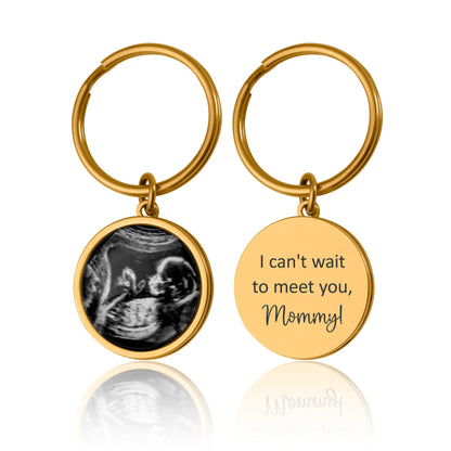 Ultrasound Keychain With Custom Message, Gift For First Time Daddy To Be, Personalized Baby Picture Photo Keyring, Pregnancy Expecting, C.1