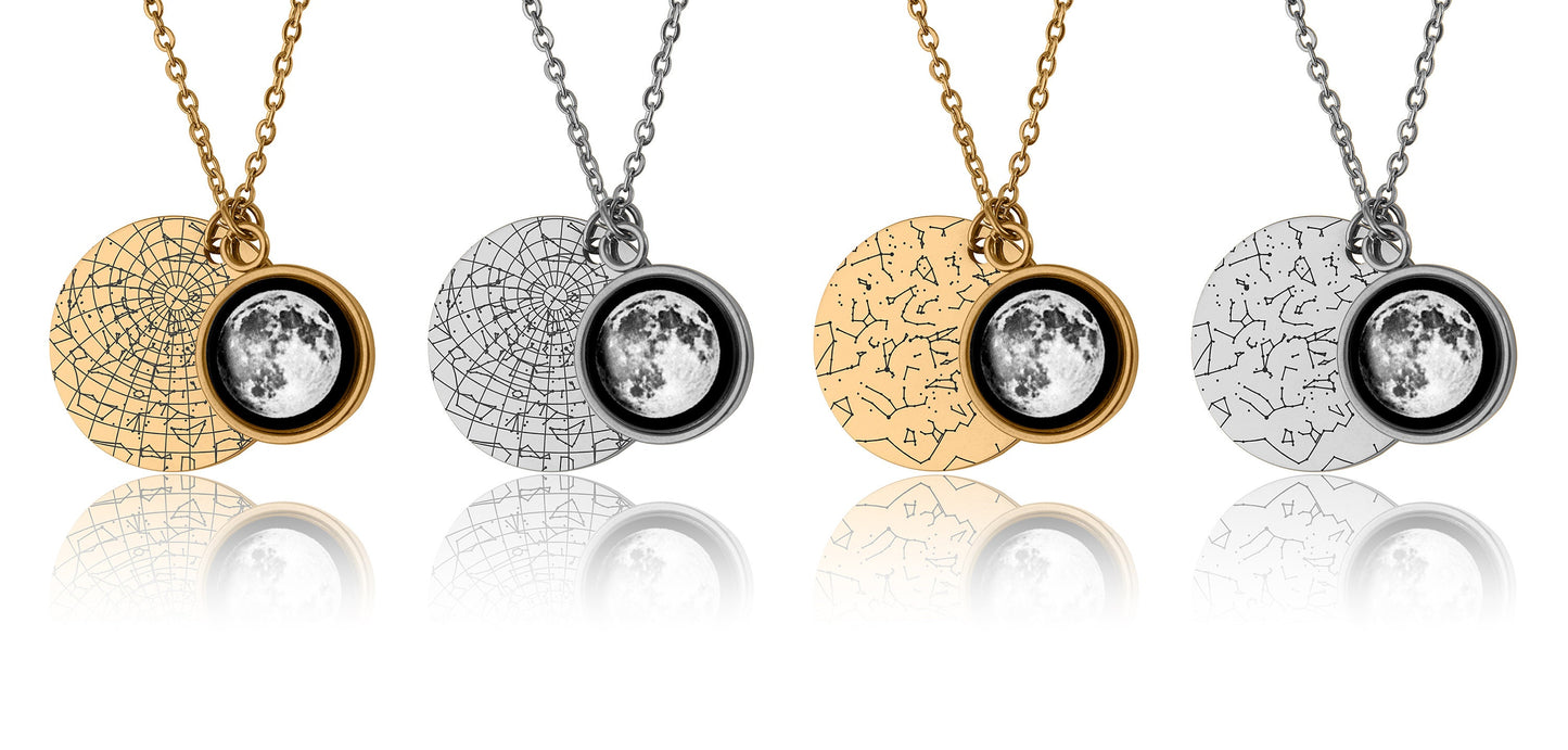 Custom Moon Phase and Star Map Necklace, Special Date Personalized Jewelry, Birthday Gift for Daughter, Mother's Day Gift for Mom, KP.7