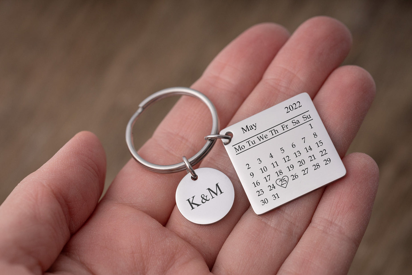 Personalized Calendar Keychain Date Keyring Gift Wedding Day Gift Special Date Gift Personalised Keyring Weddings Gift Anniversary Gift, C.2