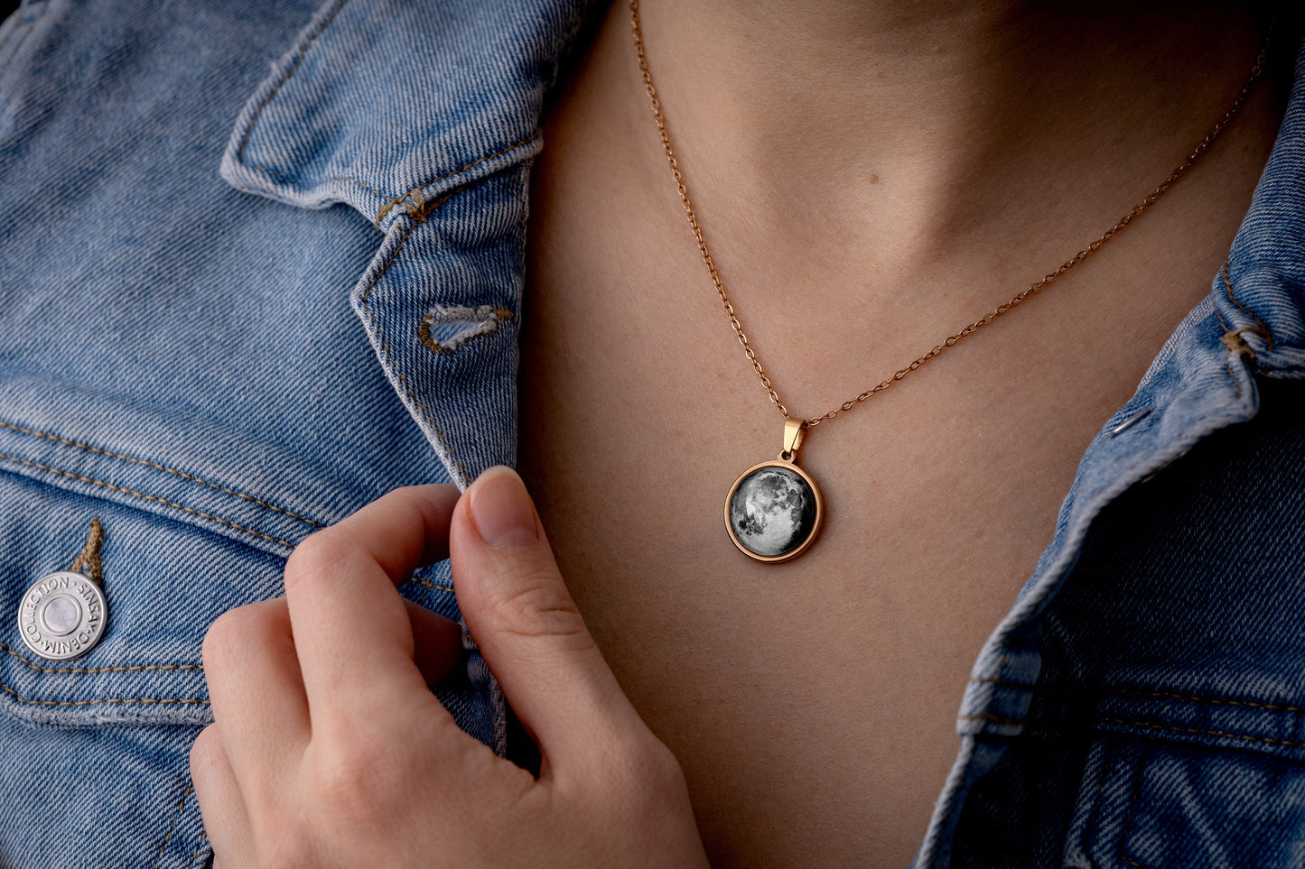 Custom Moon Phase Necklace for Women - Personalized Birthday or Anniversary Gift for Her - Engraved Date, Name, or Initial on the Back, KP.7