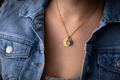 Moon Phase By Date And Unique Star Map Necklace, Custom Birth Moon Phase Jewelry, Personalized Anniversary Gift Idea For Her Women, KP.7