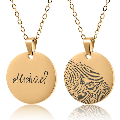 Fingerprint Necklace with Handwriting, Custom Memorial Jewelry, Thumbprint Keepsake, Bereavement Gifts, Personalized Grief Gift, KP.2