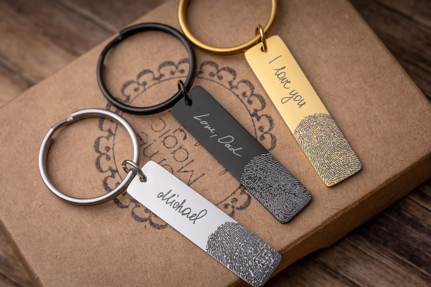 Actual Fingerprint and Handwriting Keychain, Memorial Gift, Keepsake Gift, Custom Keychain With Inscription, Engraved Signature Keyring, C.2