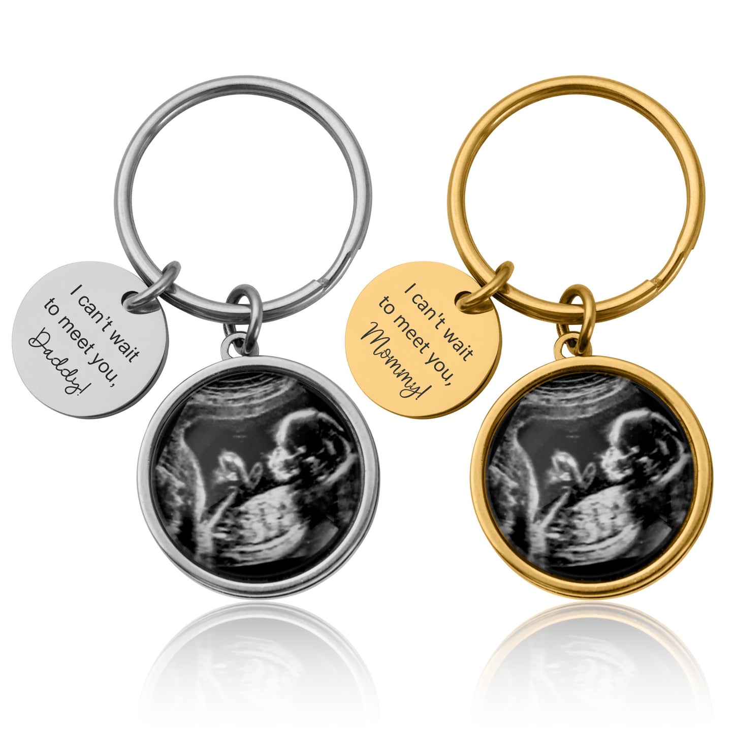 Baby Ultrasound Pregnancy Gifts for New Daddy to Be Keychain with Custom Ultrasound Scan Picture Personalized Keyring for Expecting Dad C.1