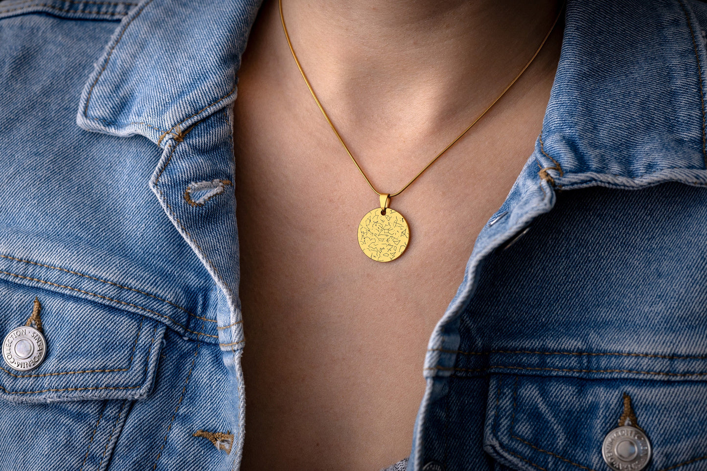 Custom Star Map by Date Necklace, Personalized Engraved Star Map Pendant, Birthday Gift for Women, Gift for Wife, Gold Anniversary Gift RP.2