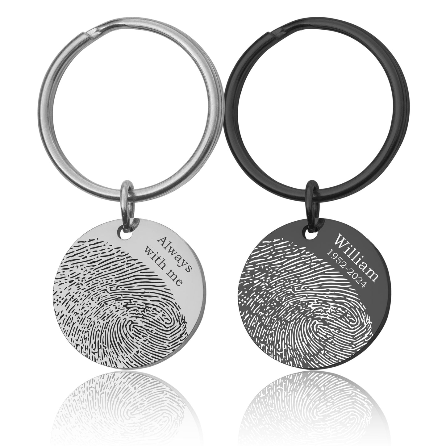 Engraved Fingerprint Keychain With Handwriting Or Custom Words, Loss Of Father, Grief Gift, Sympathy Gift, Comfort Gift, Memorial Gift, C.2