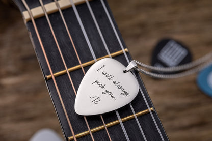 Personalized Black Guitar Pick Necklace For Musician or Music Lover, Custom Birthday or Anniversary Boyfriend or Girlfriend Gift, KP.2/RP.2