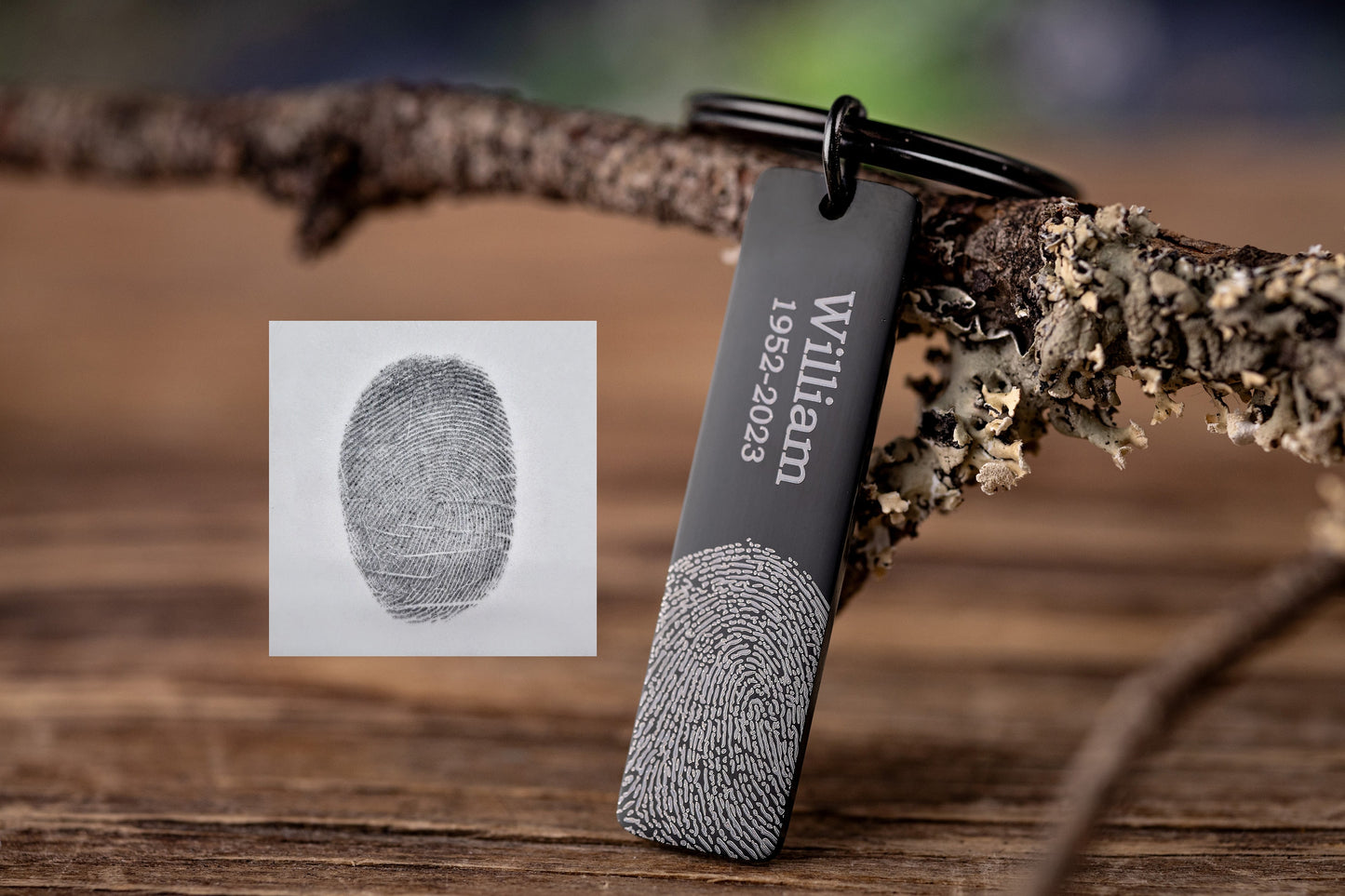 Actual Fingerprint Keyring, Memorial Grief Gift, Personalized Sympathy Keepsake Gift With Handwriting, Laser Engraved Custom Keychain, C.2