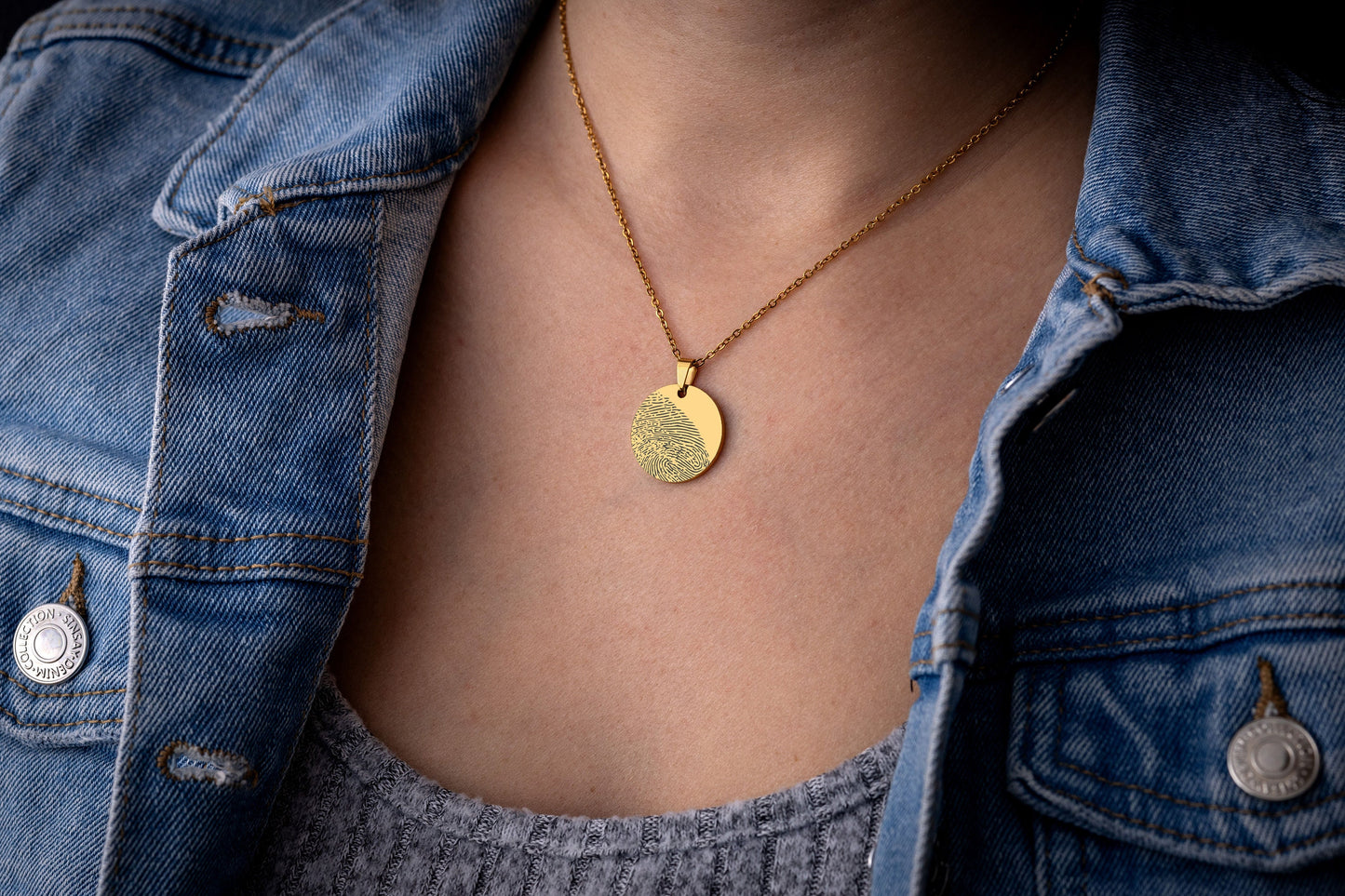 Fingerprint Necklace with Handwriting, Custom Memorial Jewelry, Thumbprint Keepsake, Bereavement Gifts, Personalized Grief Gift, KP.2