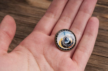 Astronomical Clock Lapel Pin, Gift for Men, Boyfriend Gift, Father Gift, Birthday Gift for Him, Prague Clock, Souvenir From Prague, C.1