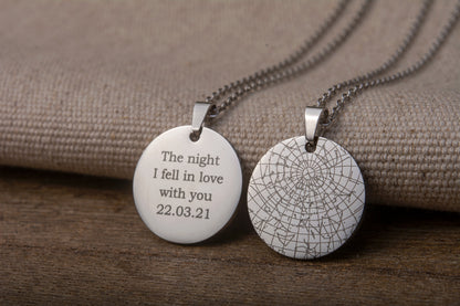 Personalized Star Map Necklace - Custom Night Sky Constellation Pendant by Date & Location - Celestial Anniversary or Birthday Gift, KP.4