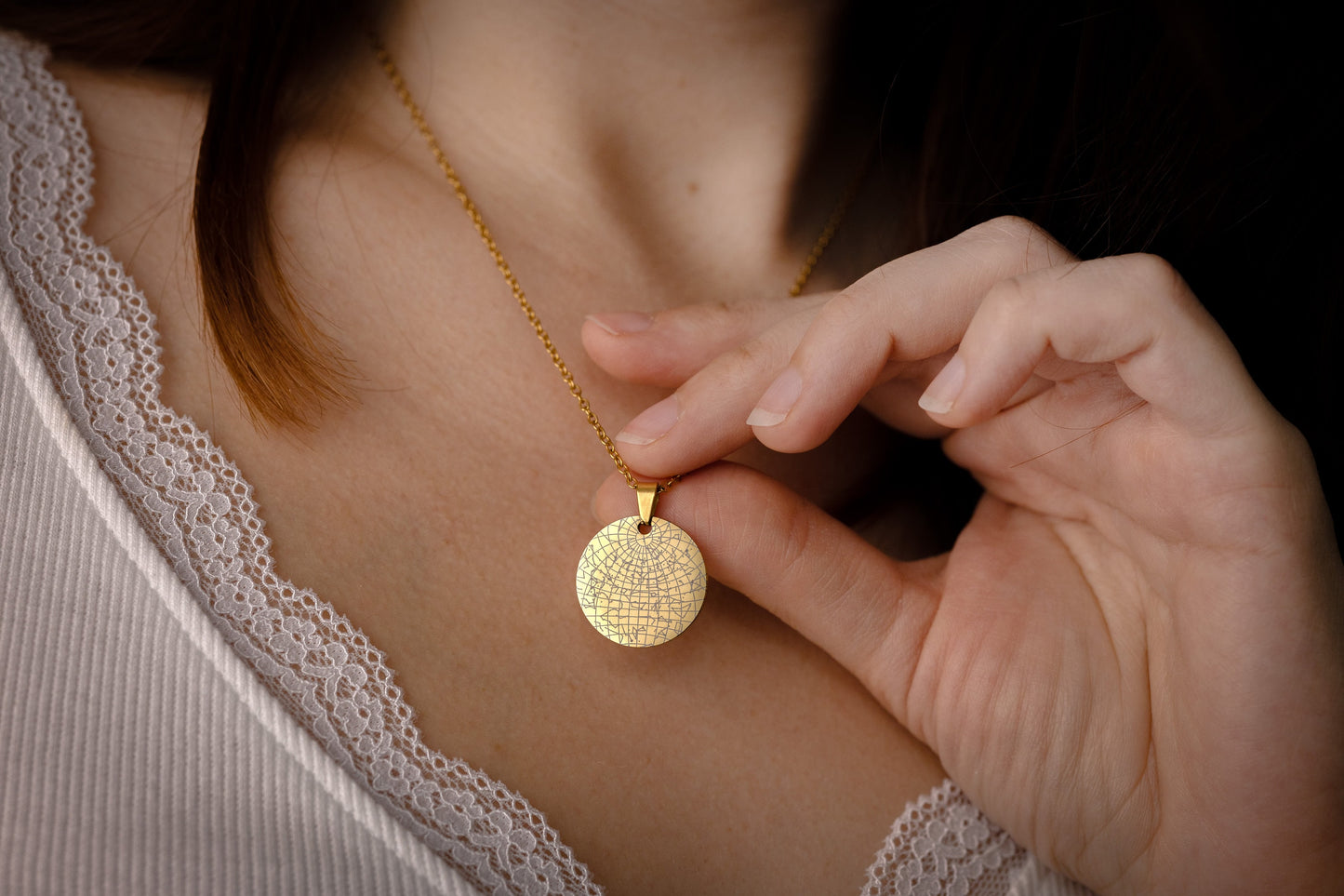 Personalized Star Map Necklace - Custom Night Sky Constellation Pendant by Date & Location - Celestial Anniversary or Birthday Gift, KP.4