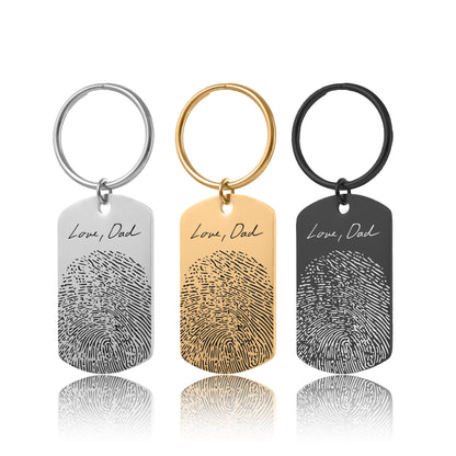 Actual Fingerprint Keychain with Engraved Handwriting, Custom Memorial Gift for Loss of Father or Son, Personalized Keepsake Grief Gift, C.2