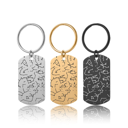 Personalized Star Map Keychain - Night Sky Keyring for Men, Custom Anniversary Gift, Boyfriend Birthday Present, Army Style Dog Tag, RP.2