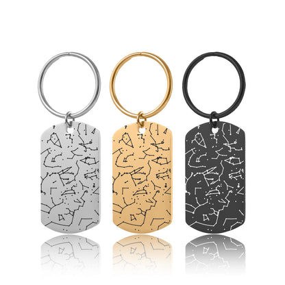 Custom Star Map Keychain, Engraved Personalized Night Sky Keyring, Star Map by Date, Birthday Gift for Men, Him, Father, Boyfriend Gift RP.2