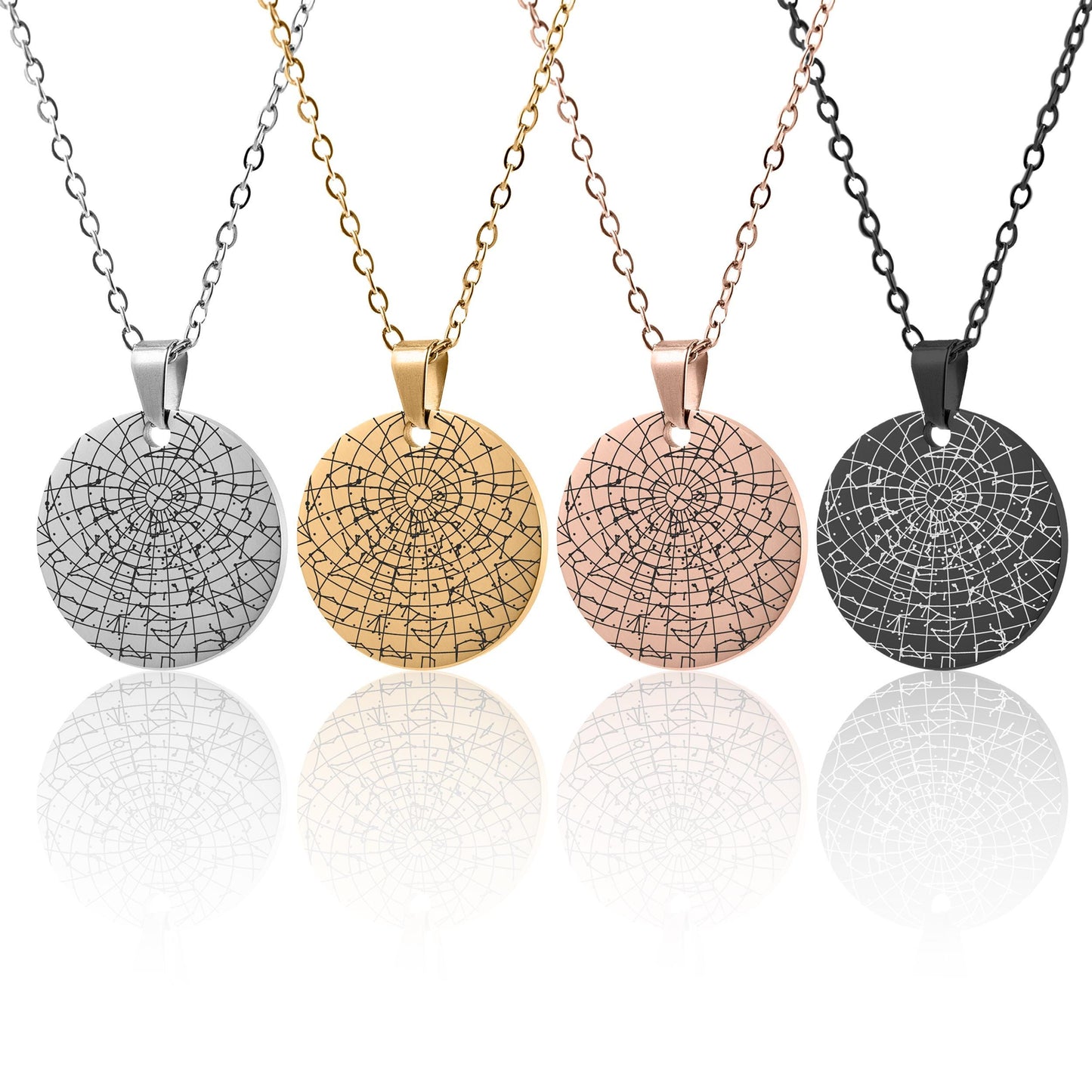 Personalized Star Map Necklace - Custom Night Sky Constellation Pendant by Date & Location - Celestial Anniversary or Birthday Gift, KP.4
