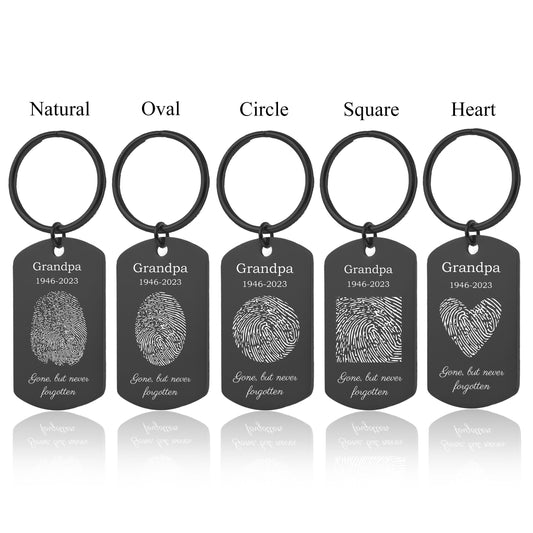 Memorial Keychain With Fingerprint And Name, Date, Custom Text, Personalized Grief Gift, Loss Of Father, Grandmother, Grandfather, C.2