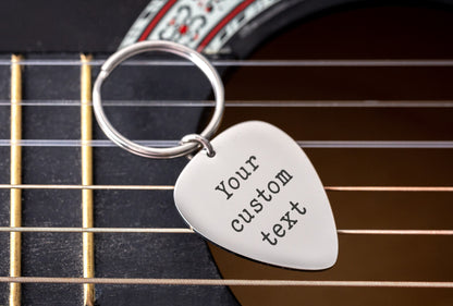 Personalized Guitar Pick Keychain With Custom Words, Gift For Guitarist, Musician, Music Lover, Bandmate, Boyfriend, Men, Band Member C.2