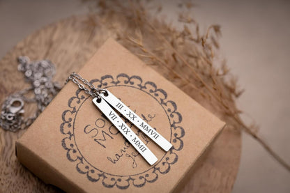 Personalized Kids Name Necklace for Mom - Custom Heart and Vertical Bar Necklace with Multiple Name Pendants - Gift for Her, for Women, KP.2