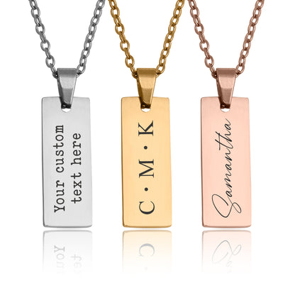Custom Engraved Bar Necklace - Personalized Vertical Name Pendant, Jewelry Gift for Her, Dainty Necklace for Women, Anniversary Gift, KP.2