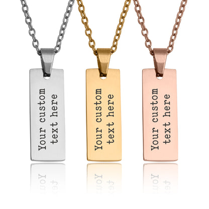 Custom Engraved Bar Necklace - Personalized Vertical Name Pendant, Jewelry Gift for Her, Dainty Necklace for Women, Anniversary Gift, KP.2