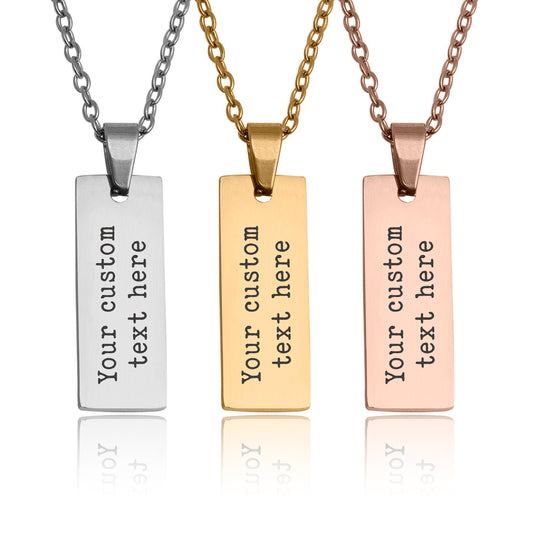 Custom Engraved Bar Necklace - Personalized Vertical Name Pendant, Jewelry Gift for Her, Dainty Necklace for Women, Anniversary Gift, KP.2