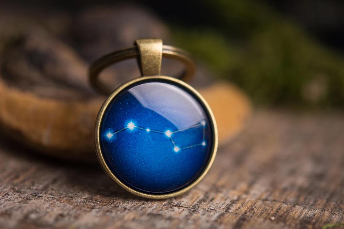 Ursa Major Keychain, Great Bear Constellation Keyring, Big Dipper Key Holder, Gift for Men, Boyfriend Gift, Husband Gift, Gift For Him, C.1