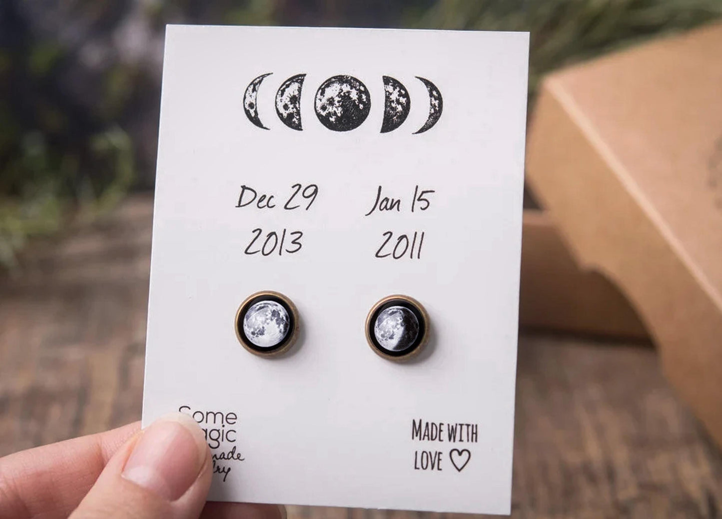Custom Moon Phase Earrings, Birthday Gift for Women, Girlfriend Gift, Custom Birth Moon, Personalized Jewelry Gift, Moon Studs, AU.1