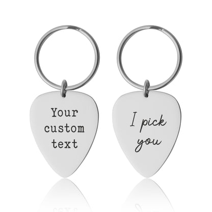 Guitar Pick Keychain, Personalized Gift For Guitarist, Custom Gift For Musician, Gift For Music Lover, Men, I Will Always Pick You, C.2
