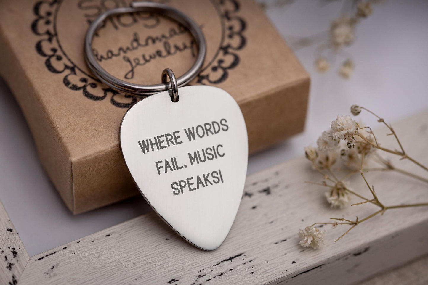 Guitar Pick Keychain, Personalized Gift For Guitarist, Custom Gift For Musician, Gift For Music Lover, Men, I Will Always Pick You, C.2
