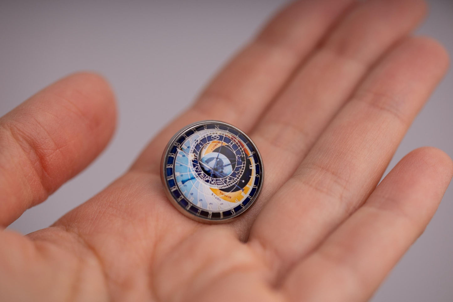 Astronomical Clock Lapel Pin, Gift for Men, Boyfriend Gift, Father Gift, Birthday Gift for Him, Prague Clock, Souvenir From Prague, C.1